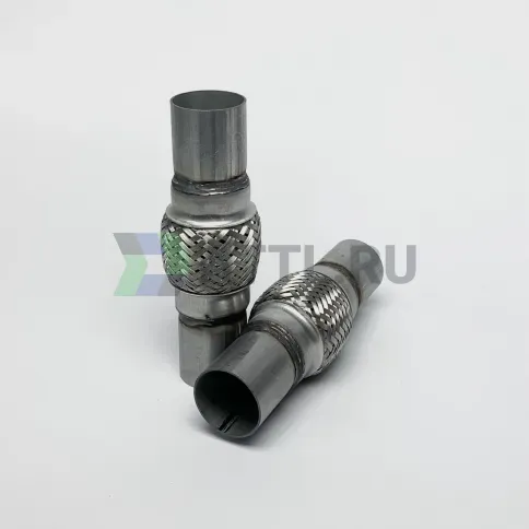 Гофра глушителя трехслойная с патрубком 45*100*200 фото 1