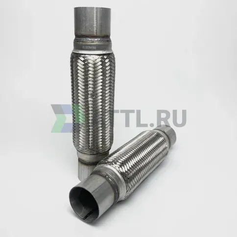 Гофра глушителя трехслойная с патрубком 63.5*254*356 фото 1
