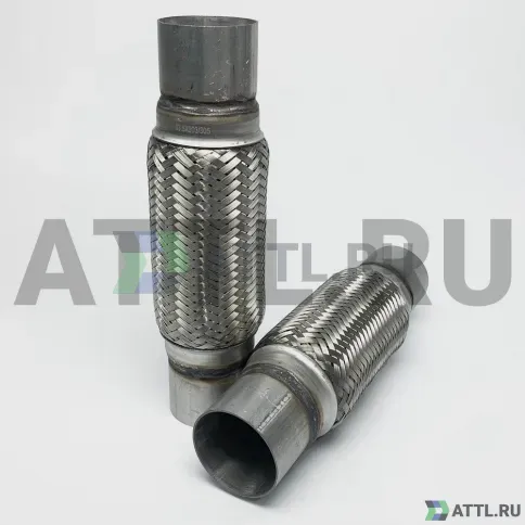 Гофра глушителя трехслойная с патрубком 63.5*203*305 фото 2