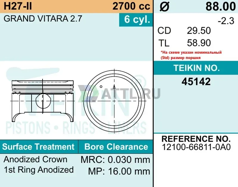 Комплект поршней H27-II фото 2