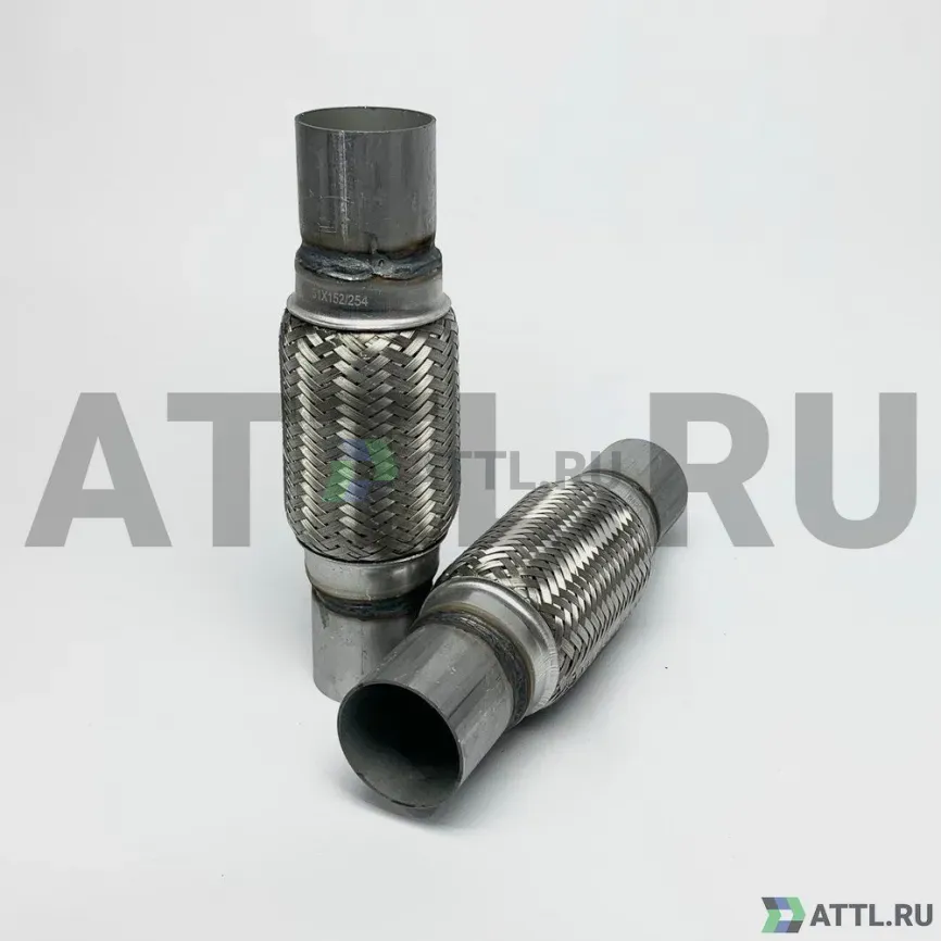 Гофра глушителя трехслойная с патрубком 51*152*254 фото 2