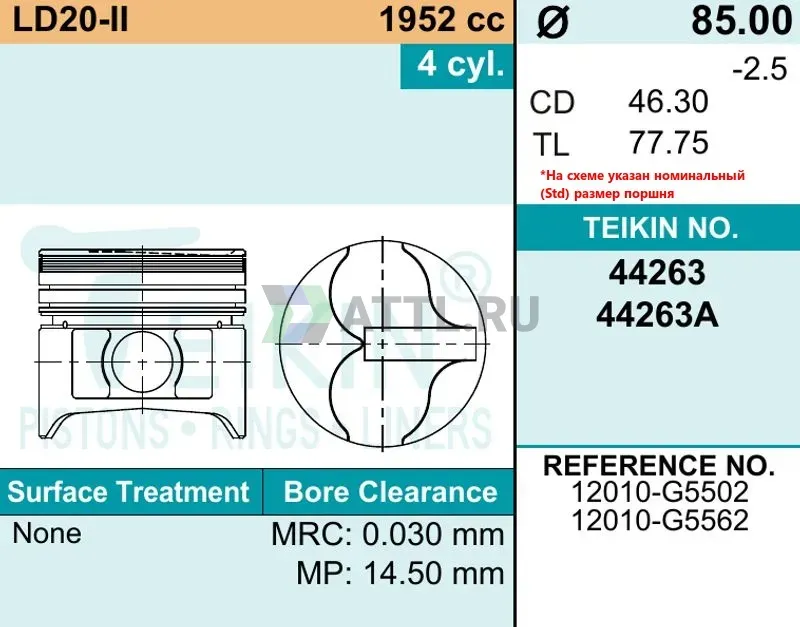 Комплект поршней LD20-II фото 2