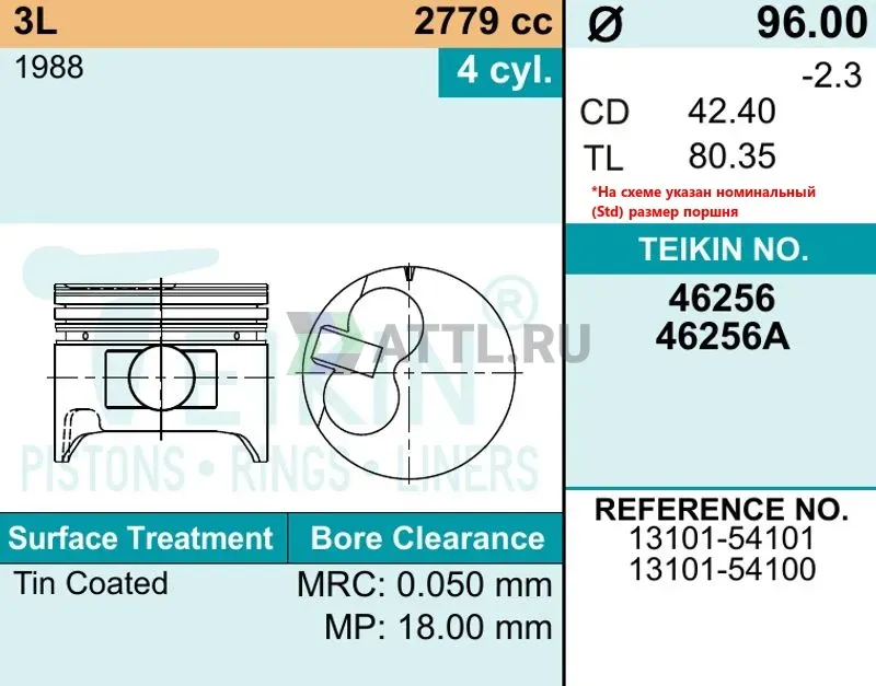 Комплект поршней 3L фото 2