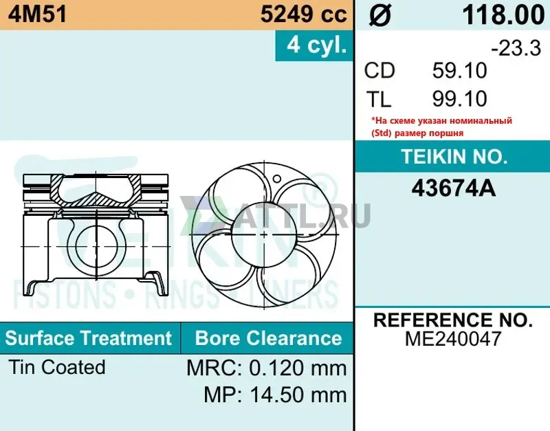 Комплект поршней 4M51 фото 2