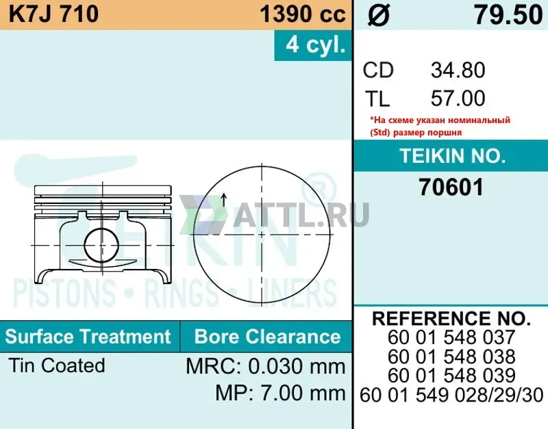 Комплект поршней K7J фото 2