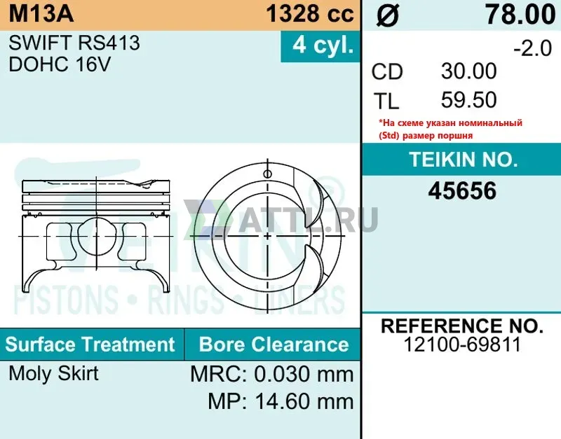 Комплект поршней M13A фото 2