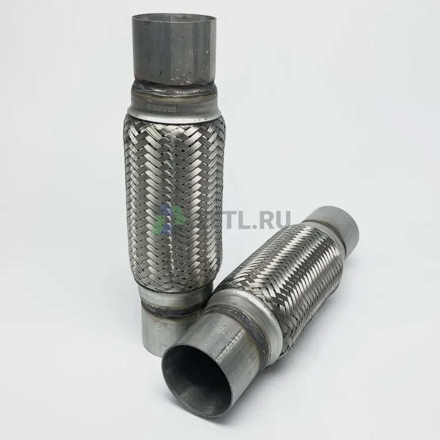 Гофра глушителя трехслойная с патрубком 63.5*203*305 фото 1