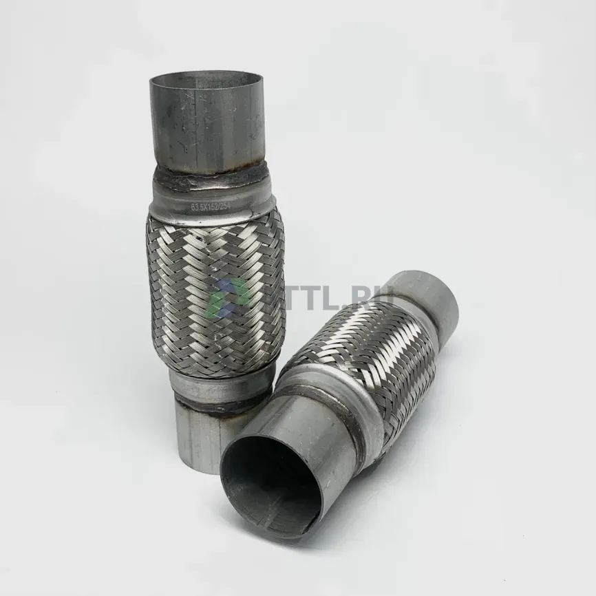 Гофра глушителя трехслойная с патрубком 63.5*152*254 фото 1