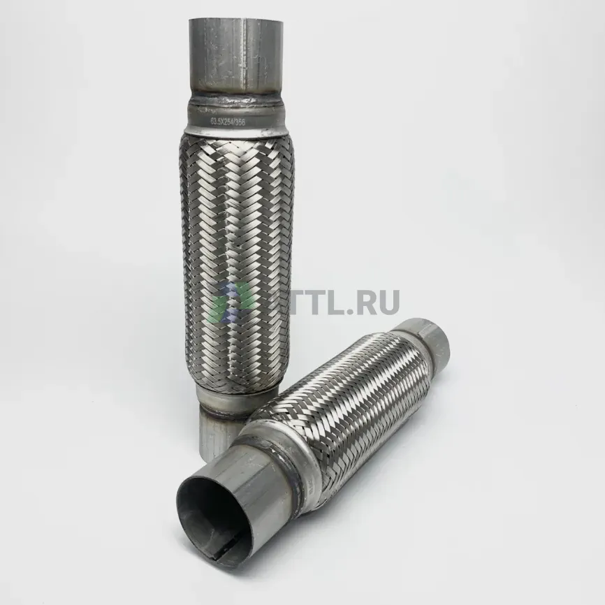 Гофра глушителя трехслойная с патрубком 63.5*254*356 фото 1
