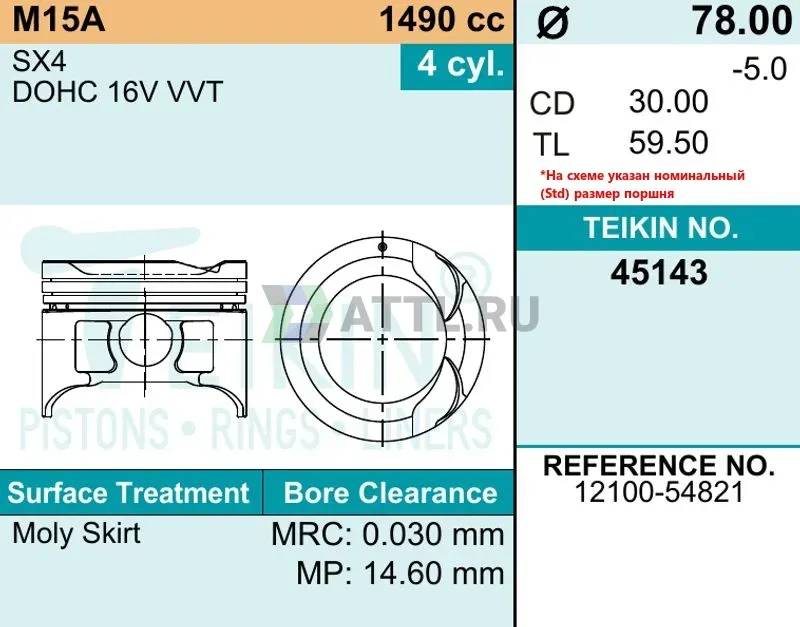 Комплект поршней M15A фото 2
