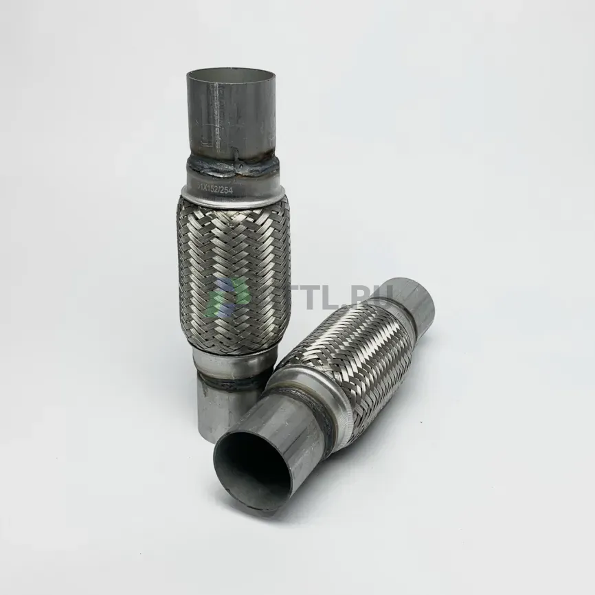 Гофра глушителя трехслойная с патрубком 51*152*254 фото 1