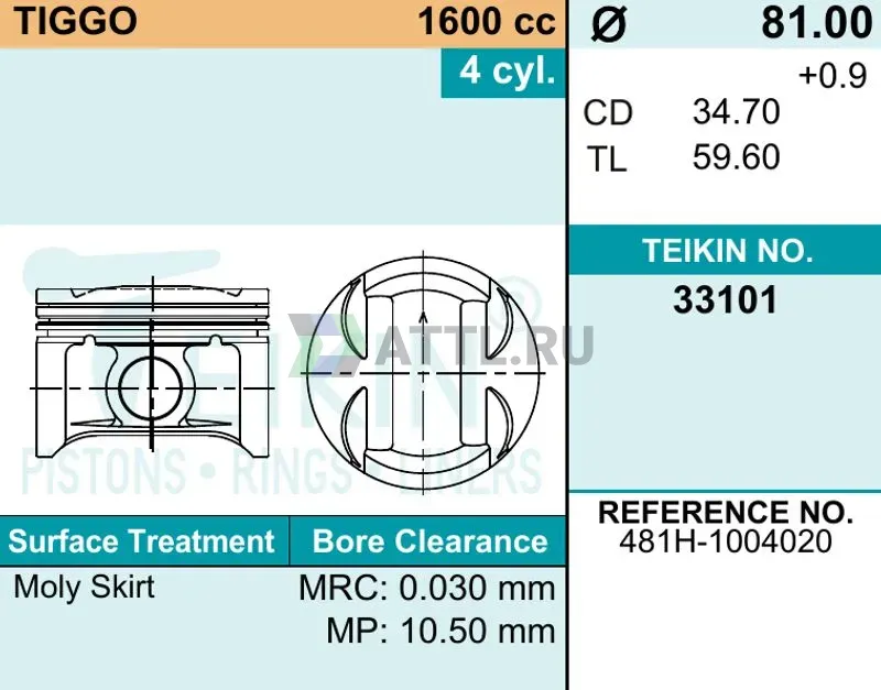 Комплект поршней TIGGO фото 3