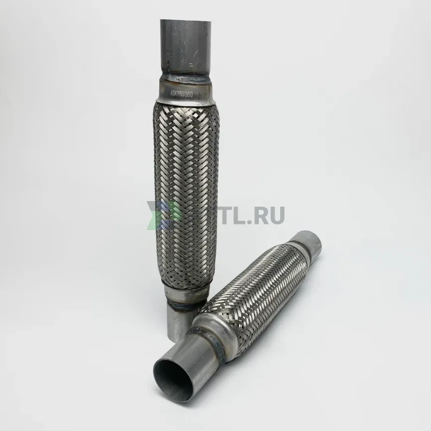 Гофра глушителя трехслойная с патрубком 45*250*350 фото 1