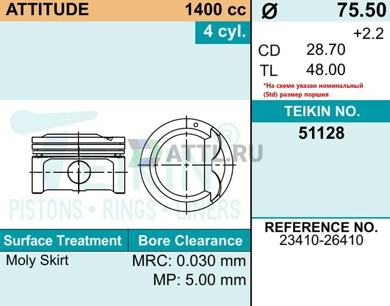 Комплект поршней G4EE  фото 3