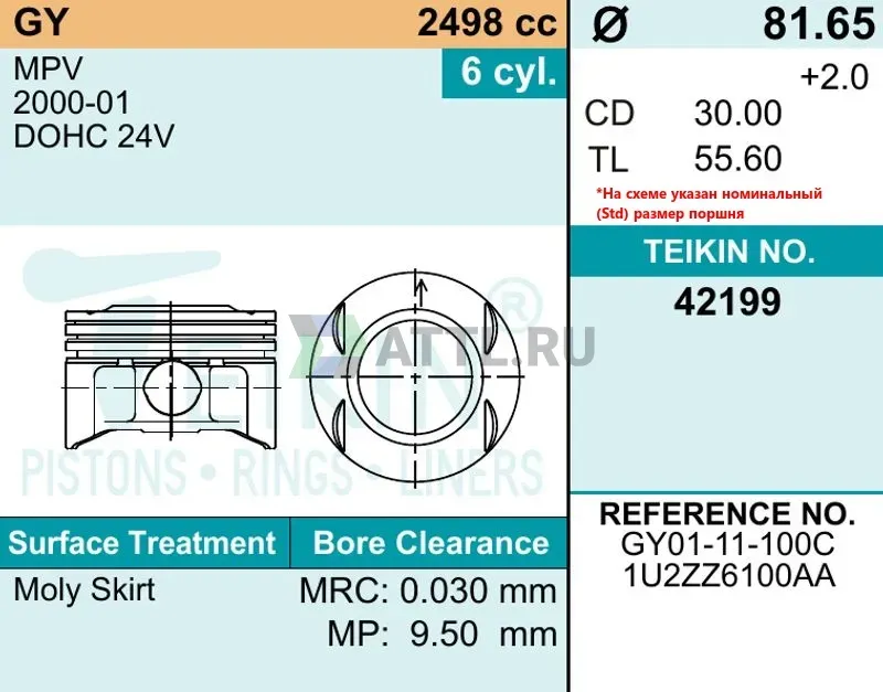 Комплект поршней GY фото 2