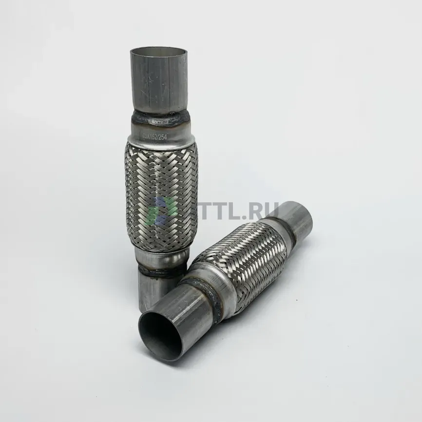 Гофра глушителя трехслойная с патрубком 45*152*254 фото 1