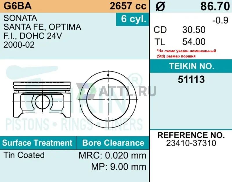 Комплект поршней G6BA фото 2