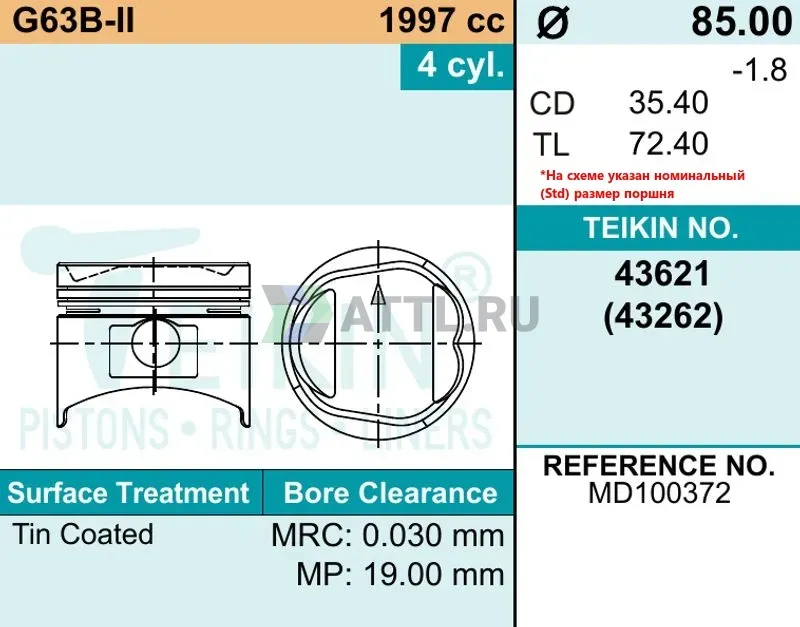 Комплект поршней G63B-II фото 2